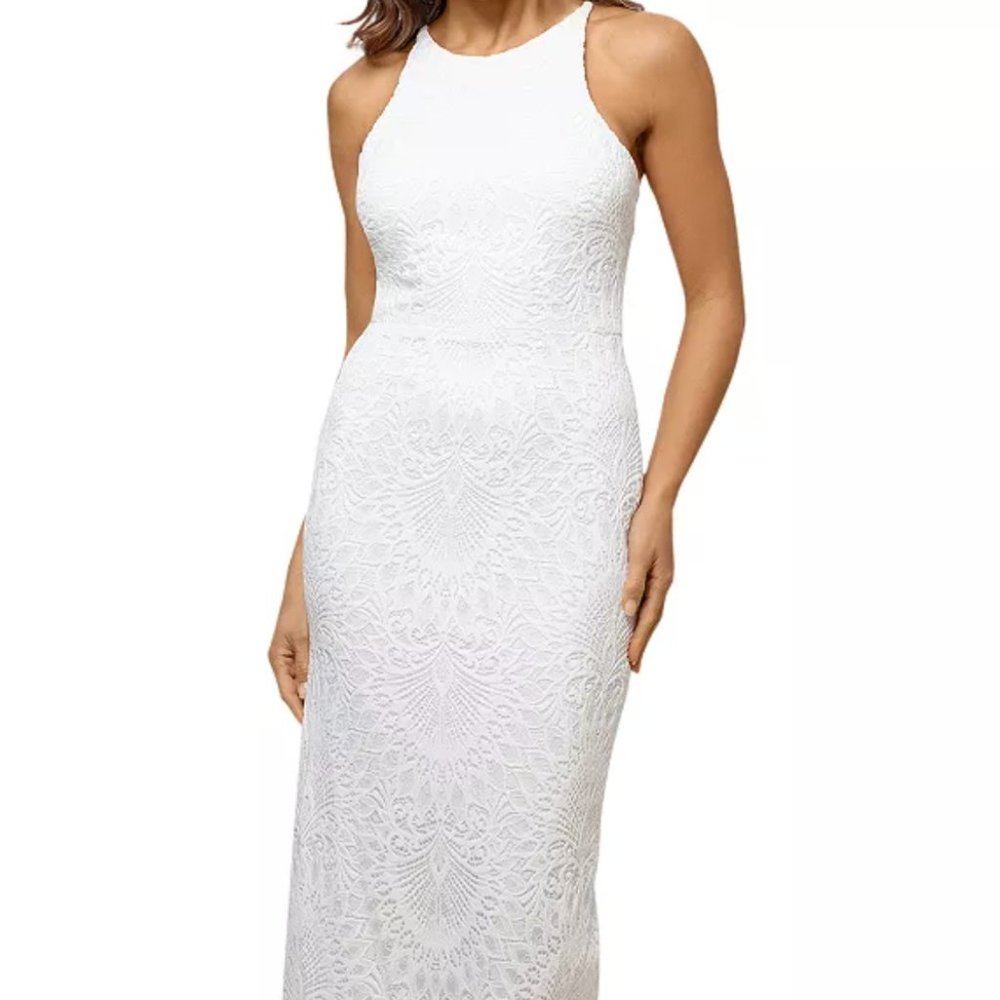 Aqua Lace Midi Dress